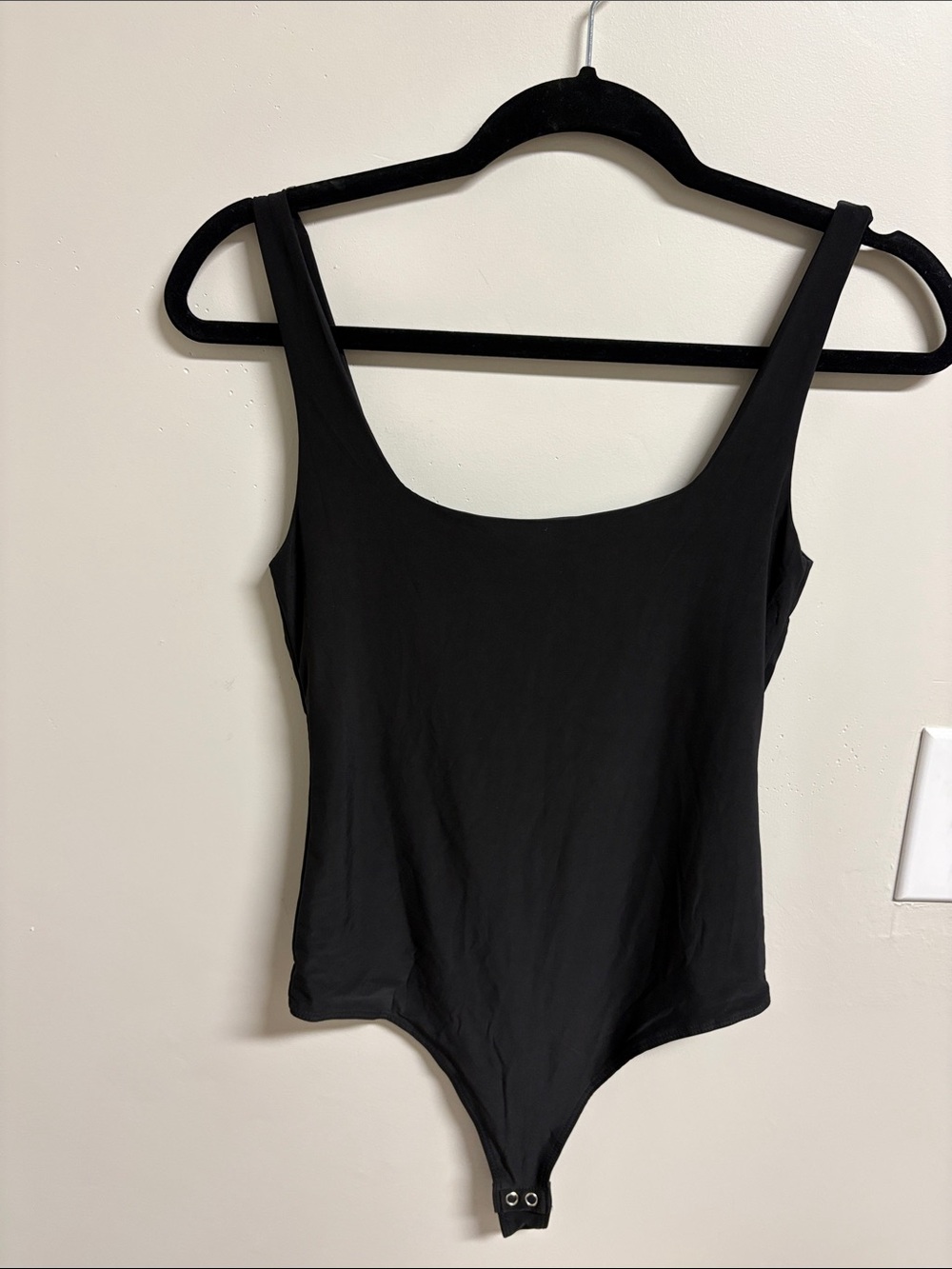 Black Scoop Neck Bodysuit with Wide Straps - Women